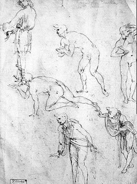 Six Figures, Study for an Epiphany  and from Leonardo da Vinci