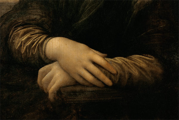 Mona Lisa, detail of her hands from Leonardo da Vinci