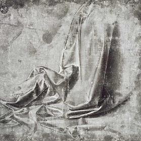 Drapery study for a kneeling figure in Profil Perdu to the right, c.1472-75 (brush & grey tempera wi
