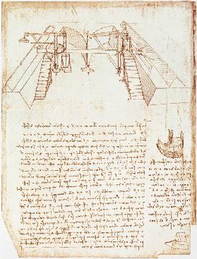 Facsimile of Codex Atlanticus 363vb Pulley System for the Construction of a Staircase (original copy