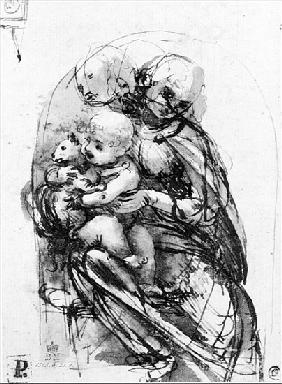Study for a Madonna with a Cat, c.1478-80 (pen & ink over stylus underdrawing on paper)