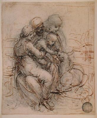 Virgin and Child with St. Anne (pen and ink on paper) from Leonardo da Vinci
