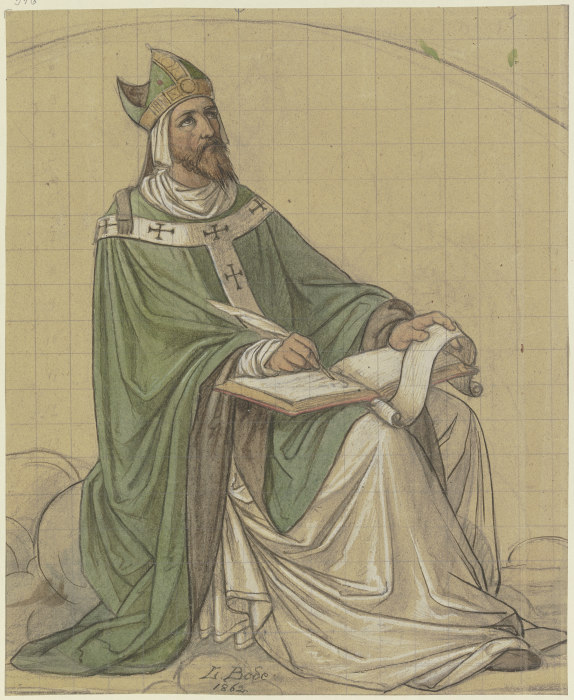 Der Heilige Augustinus sitzend und in ein Buch schreibend from Leopold von Bode