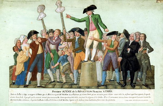 The Beginning of the French Revolution, 12 July 1789, Paris (gouache on card) from Lesueur Brothers