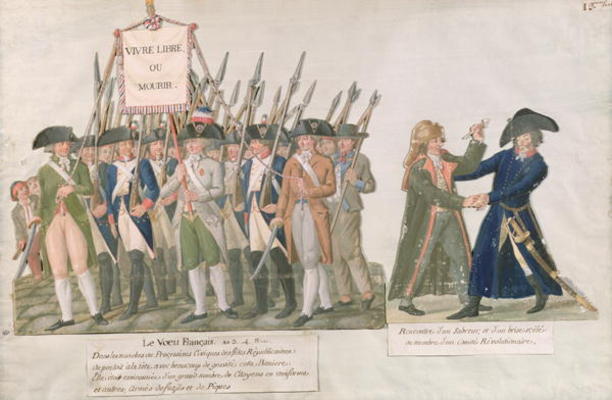 The French Vow 'Long Live Freedom or Die'; the Meeting of a Swordsman and a Member of the Revolution from Lesueur Brothers