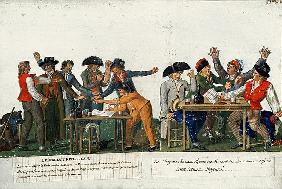 The Republican Oath being signed in blood and singing ''The Marseillaise'', c.1792