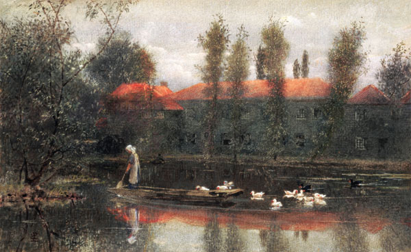 The Pond of William Morris Works at Merton Abbey (w/c and gouache on paper) from Lexden L. Pocock
