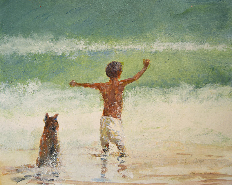 Boy and Lifeguard (Dog) from Lincoln  Seligman