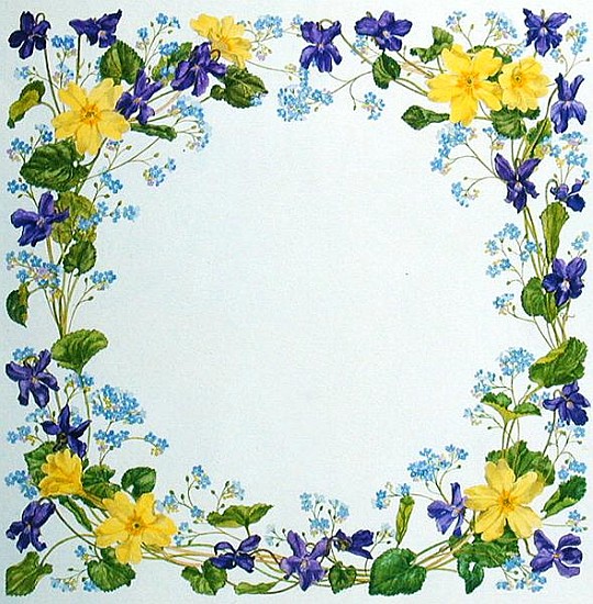 Primrose and Violet Square (gouache on paper)  from Linda  Benton