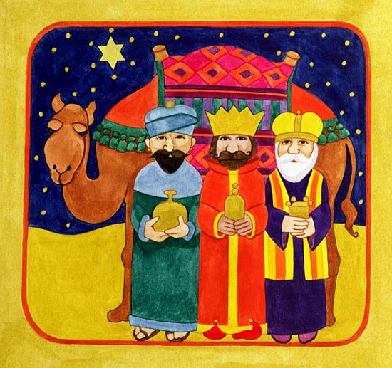 Three Kings and Camel (gouache on paper)  from Linda  Benton
