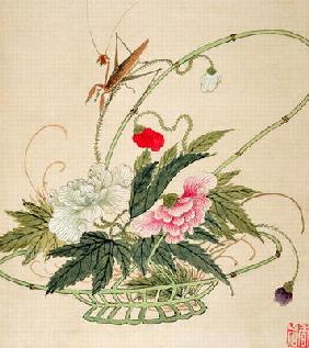 One of a series of paintings of flowers and insects, late 19th century (w/c on paper)