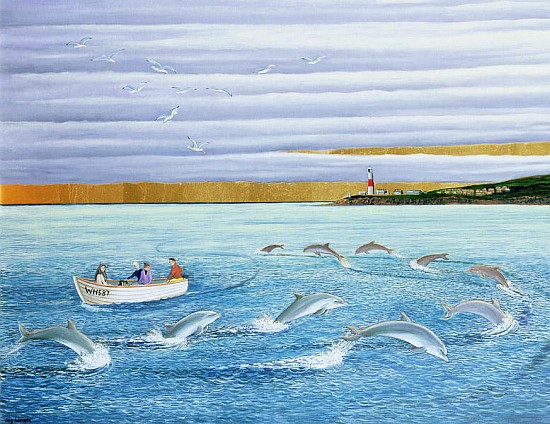 Dolphins Playing, 2004 (oil on canvas)  from Liz  Wright