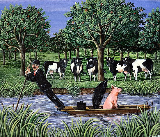 Punting for business, 1983 (gouache)  from Liz  Wright