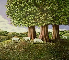 Sheep under the Chestnut Trees, 1981 (panel) 