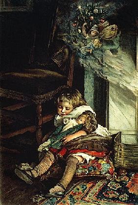 Children dreaming of toys, frontispiece of ''A Christmas Tree Fairy'', pub. 1886