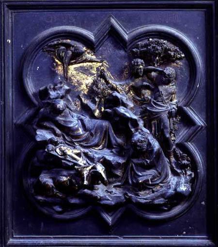 The Nativity, second panel of the North Doors of the Baptistery of San Giovanni from Lorenzo  Ghiberti