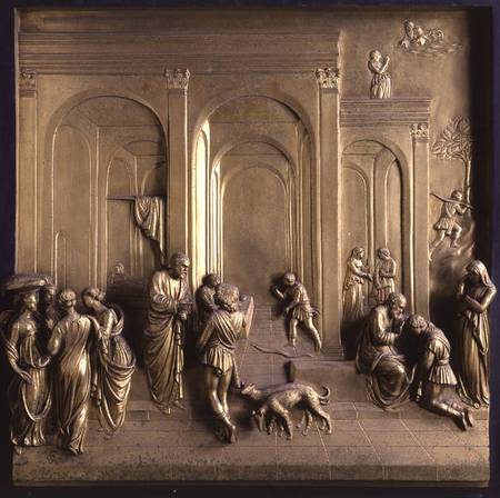 The Story of Jacob and Esau: God's Prophecy to Rebecca, the Birth of Jacob and Jacob and Esau: Esau, from Lorenzo  Ghiberti