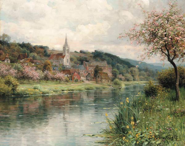 View of a village at a river from Louis Aston Knight