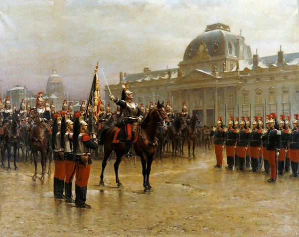 Colonel de La Rochetulon Presenting to the Recruits of the 6th Cavalry the Standard of the Regiment from Louis Auguste Georges Loustaunau