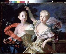 Portrait of Grand Duchesses Anna Petrovna (1708-1728) and Elisabeth Petrovna (1709-1761)