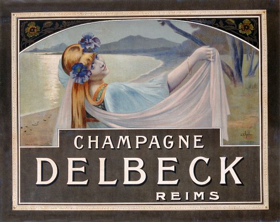 Advertisement for Champagne Delbeck, printed by Camis, Paris from Louis Chalon