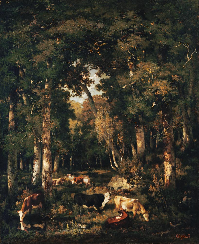Kühe im Walde von Fontainebleau. from Louis Coignard