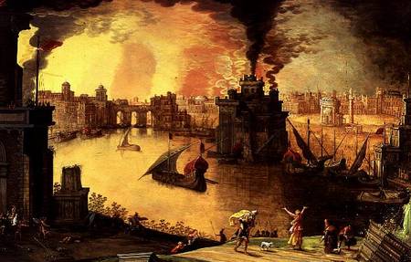 The Burning of Troy (panel) from Louis de Caullery
