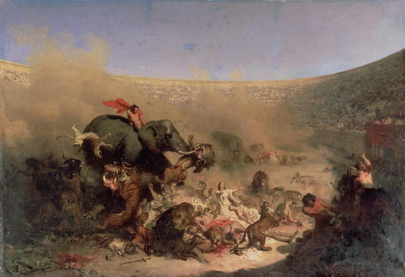 The Christians Thrown to the Beasts by the Romans from Louis Felix Leullier