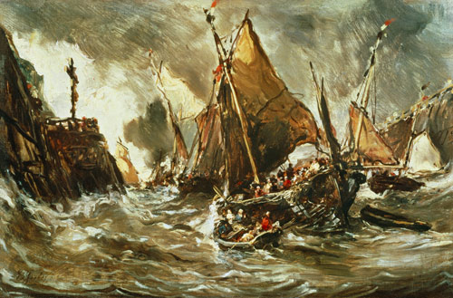 Schiffe im Sturm from Louis Gabriel Eugène Isabey