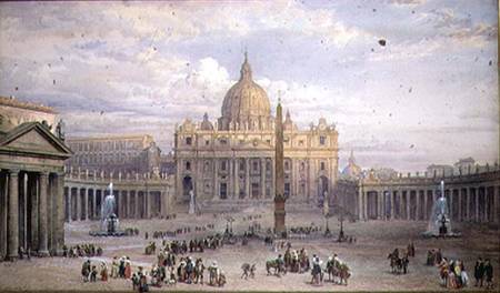 Exterior of St. Peter's, Rome, from the Piazza from Louis Haghe