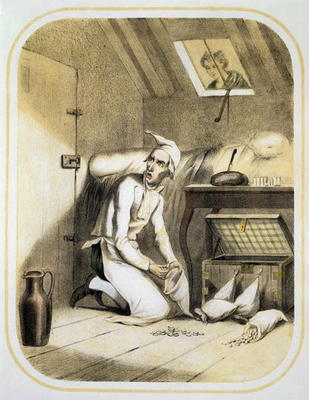 Avarice in the Kitchen, from a series of prints depicting the Seven Deadly Sins, c.1850 (colour lith from Louis-Léopold Boilly