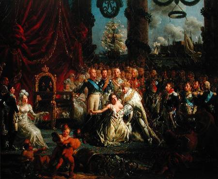 Louis XVIII (1755-1824) Helping France to her Feet from Louis Philippe Crepin