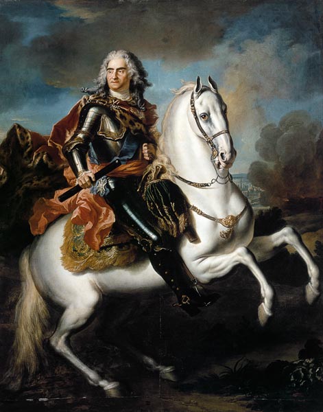 König August II. (der Starke) von Polen zu Pferde from Louis Silvestre d.J.