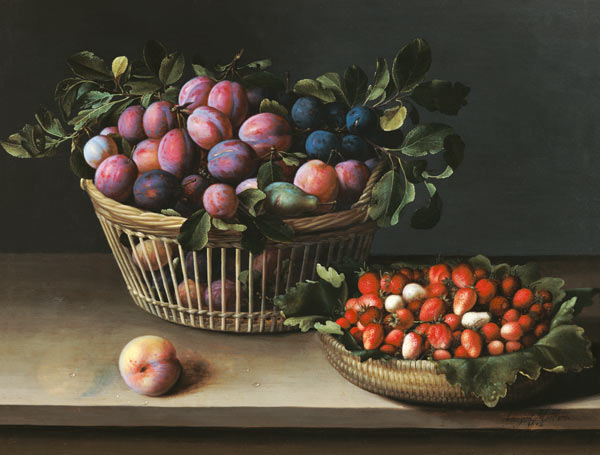Basket of Plums and Basket of Strawberries from Louise Moillon