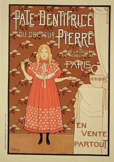 Reproduction of a poster advertising 'Doctor Peter's toothpaste' from Louis Maurice Boutet de Monvel