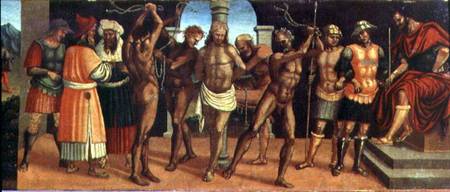 The Flagellation, detail of the predella panel from the altarpiece of the Trinity with Madonna and C from Luca Signorelli