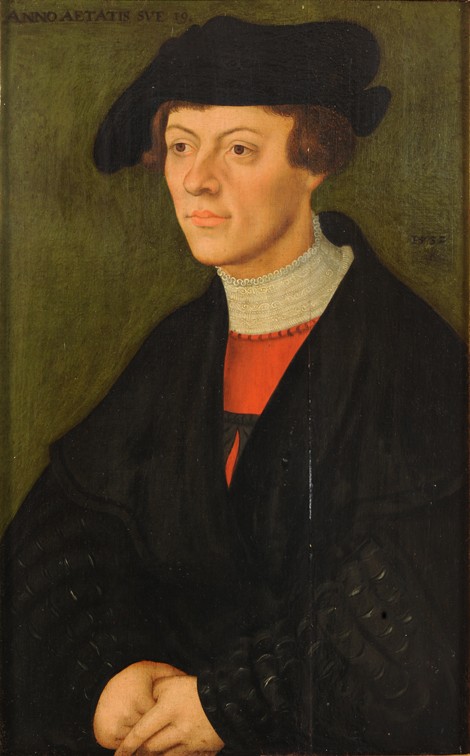 Portrait of a 19-year-old young man in black clothes from Lucas Cranach d. Ä.