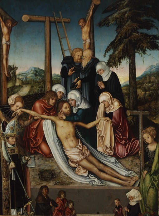 The Lamentation over Christ with Saints Wolfgang and Helena from Lucas Cranach d. Ä.