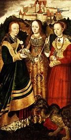 Katharinen-Altar ReTafel: Die hll. Barbara, Ursula und Margaretha. from Lucas Cranach d. Ä.