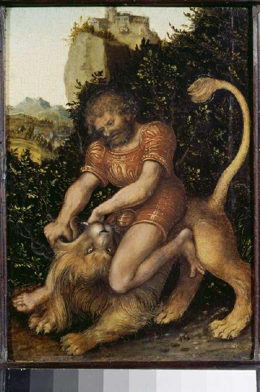 Samson, den Löwen bezwingend. from Lucas Cranach d. Ä.