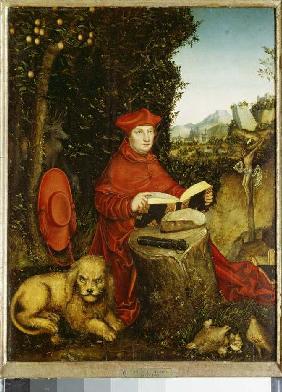 Der hl. Hieronymus, lesend in der Landschaft.