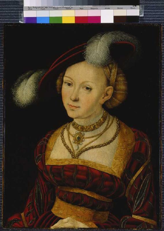 Weibliche Heilige mit Federhut. from Lucas Cranach d. Ä.