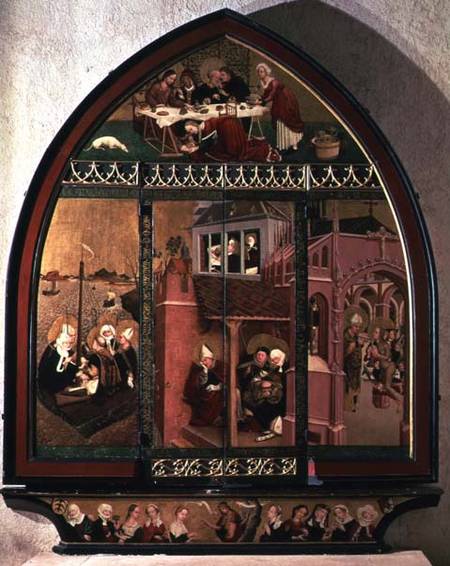 The Tiefenbronn Altarpiece (closed) 1432 (tempera & oil on parchment & panel) from Lucas um Moser