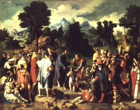 The Healing of the Blind Man of Jericho, central panel of triptych from Lucas van Leyden