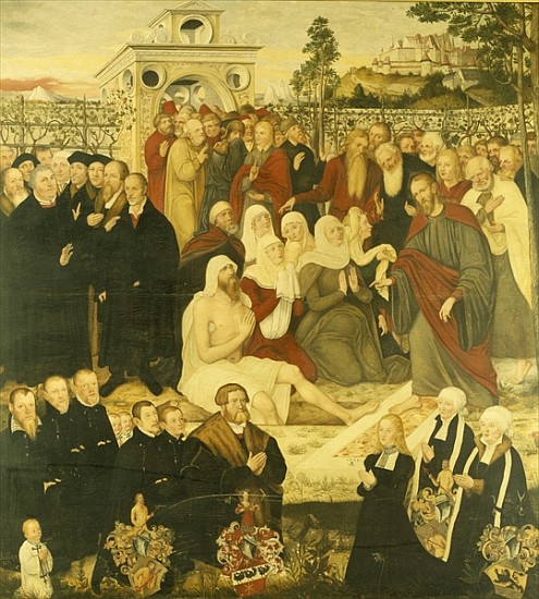 Reformers'' group at a miracle (see also 308463) from Lucas (Schule) Cranach