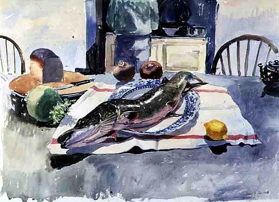 Pike on a Plate, 1986 (w/c on paper)  from Lucy Willis