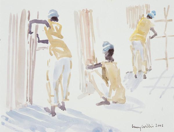 The Bamboo Fence, Senegal, 2003 (w/c on paper) 