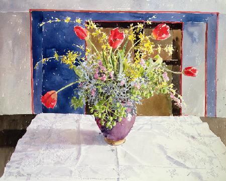 Spring Flowers in a Vase, 1988 (w/c on paper) 