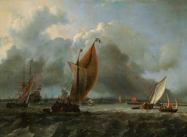 Segelschiffe auf dem Fluss Ij bei Amsterdam. from Ludolf Backhuyzen