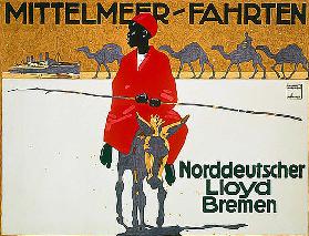 Werbeplakat des Norddeutschen Lloyd für Mittelmeerfahrten